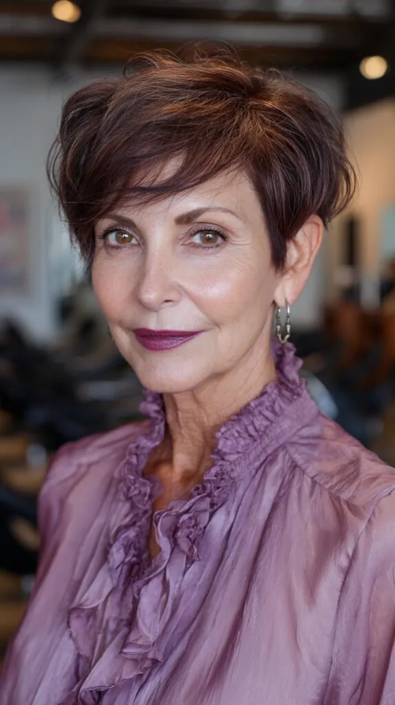 Brunette Textured Side-Sweep with Subtle Layers