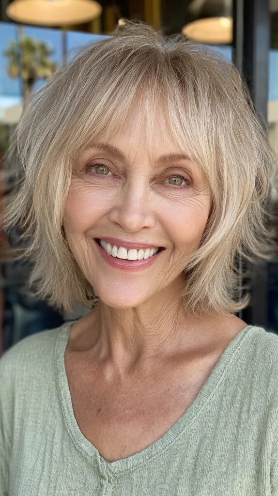 Brushed Silver-Blonde Short Wolf Cut with Airy Face-Framing Layers