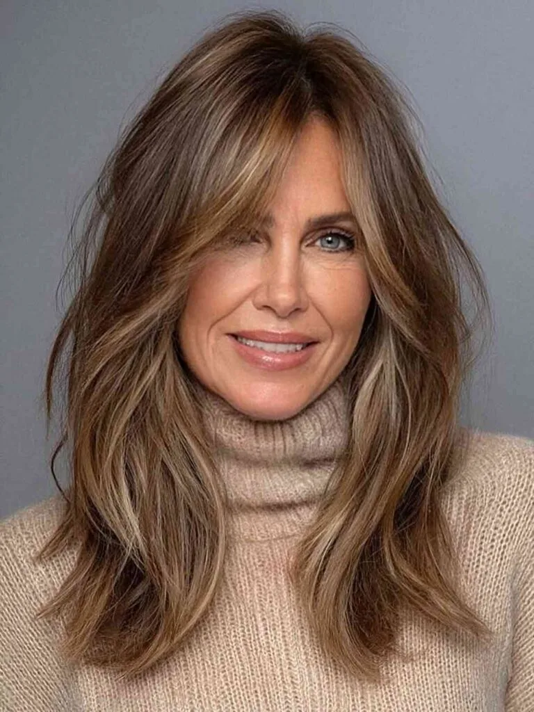 Caramel Layered Mid Length Feather Cut