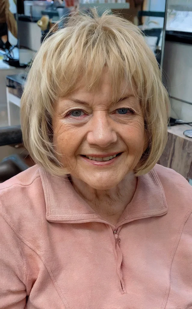 Charming Bob with a Root Touch-Up and Lowlights for 70-Year-Olds