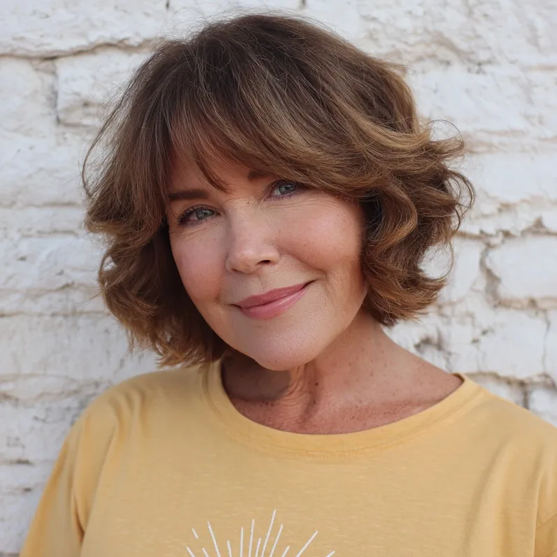 Charming Curly Bob with Face-Framing Layers