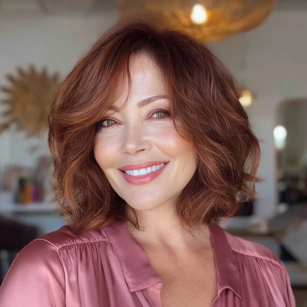 Charming Reddish Brown Soft Layered Waves