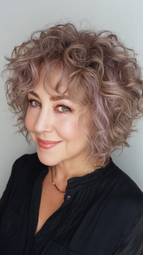 Charming Textured Curly Bob with Soft Pastel Highlights