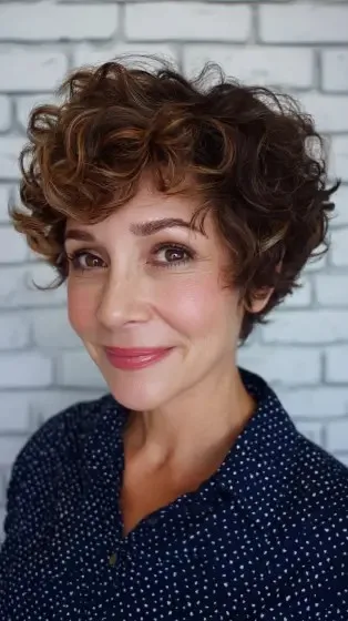 Charming Vintage Curly Pixie with Lush Volume