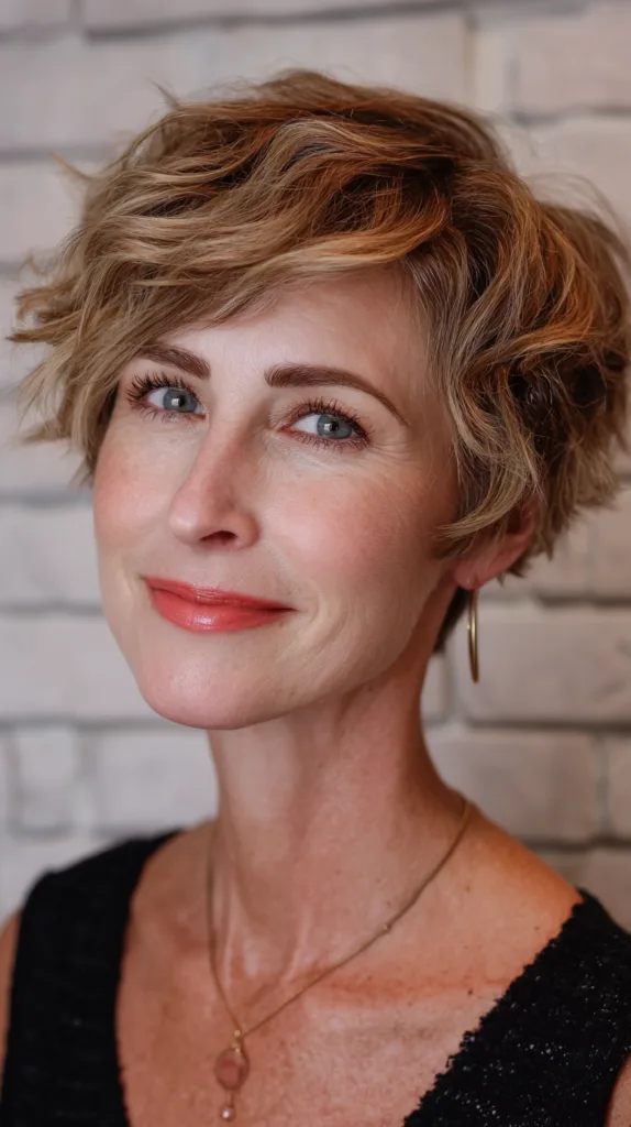 Charming Wavy Pixie Cut with Soft Texture