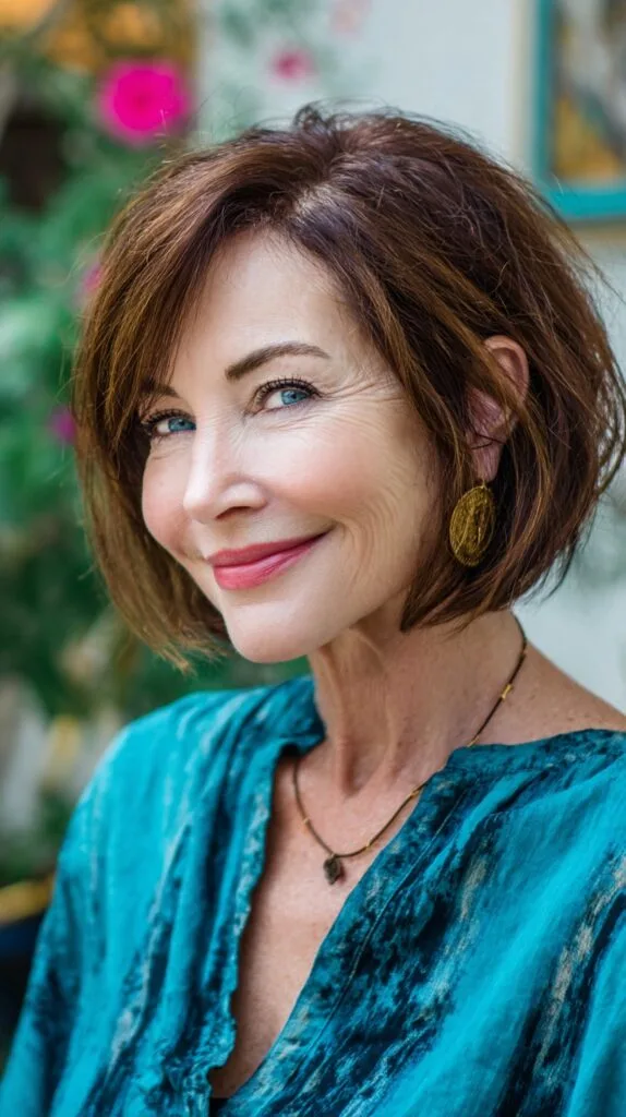 Chestnut Chin-Length Bob with Soft Crown Lift and Face-Framing Babylights