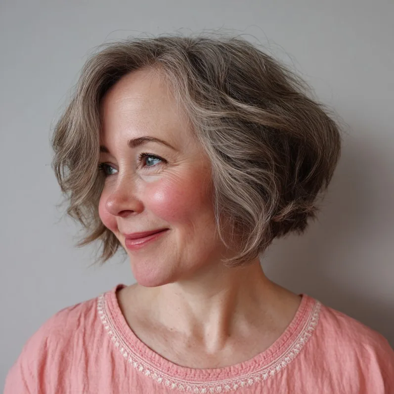 Chic Airy Curly Bob with Subtle Waves