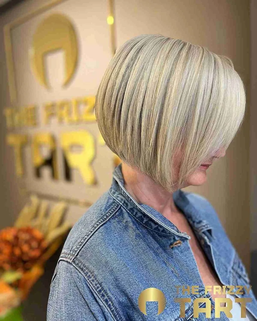 Chic Angled Haircut with Textured Tips for an Older Woman
