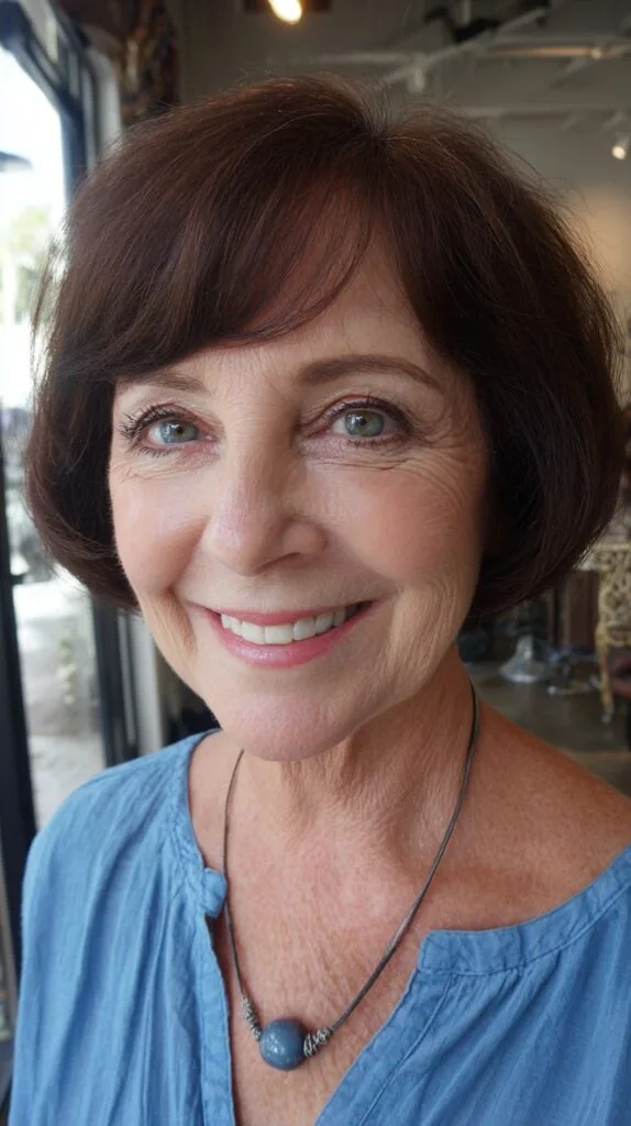 Chic Auburn Bob with Soft Front Fringe