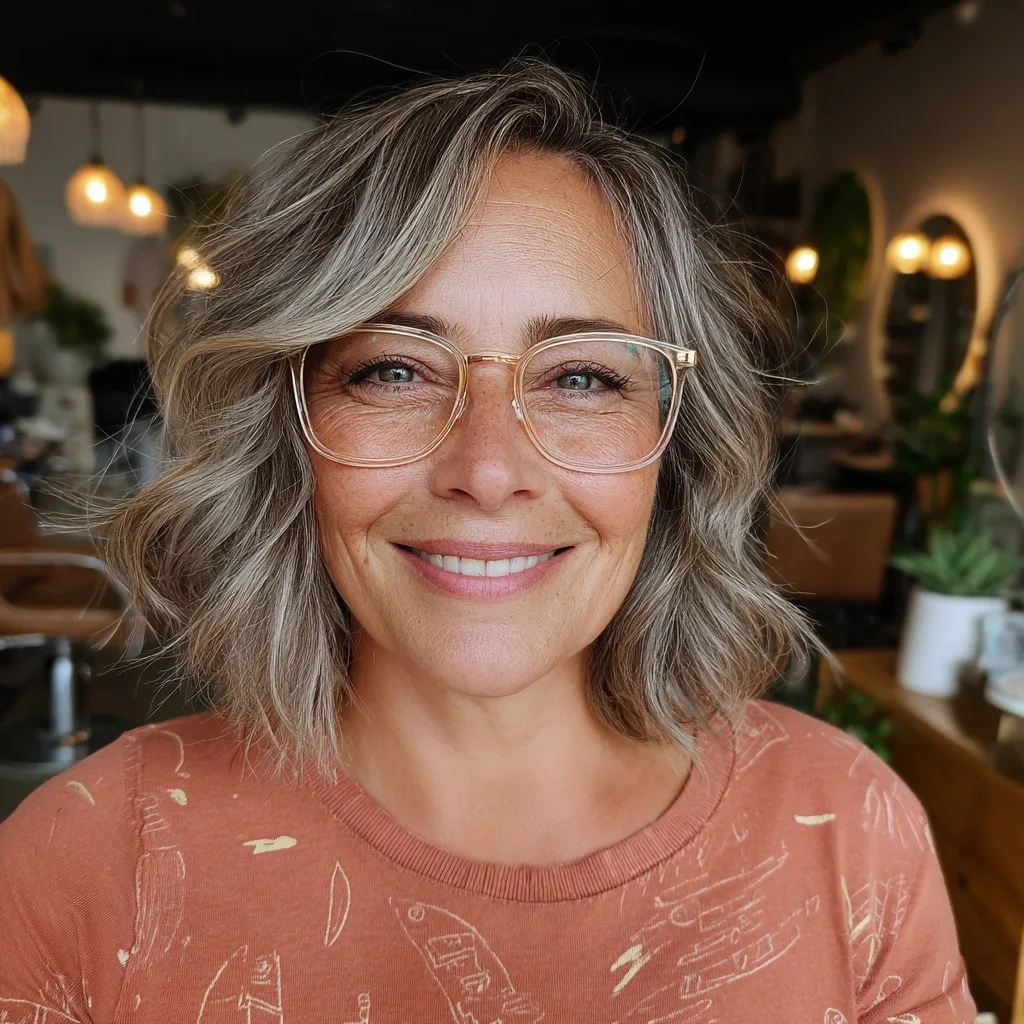 Chic Beachy Waves with Subtle Grey Highlights