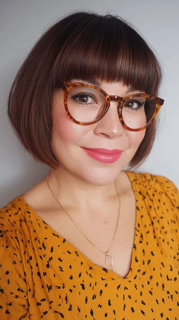Chic Blunt Bob with Bold Bangs