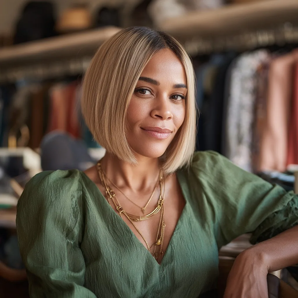 Chic Blunt Cut with Subtle Highlights