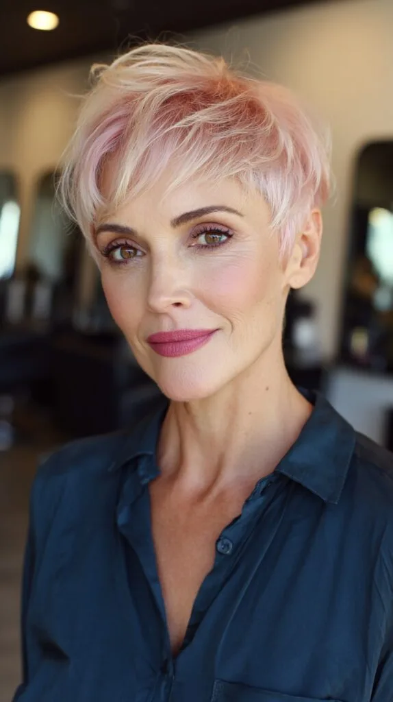 Chic Blunt Rose Gold Pixie with Subtle Texture