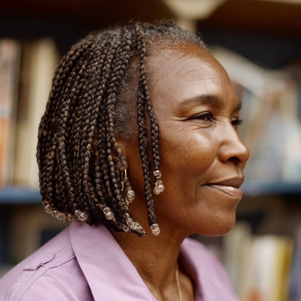 Chic Box Braids with Decorative Beads