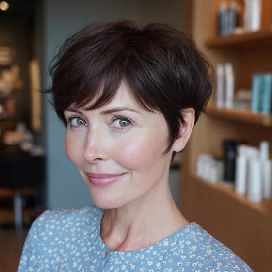 Chic Brunette Pixie with Textured Layers