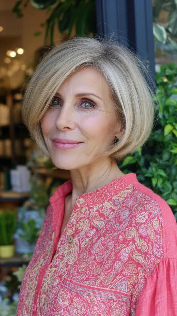 Chic Chin-Length Rounded Bob with Subtle Root Shadow