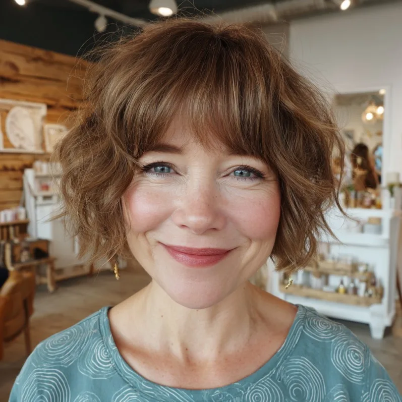 Chic Curly Bob with Face-Framing Layers