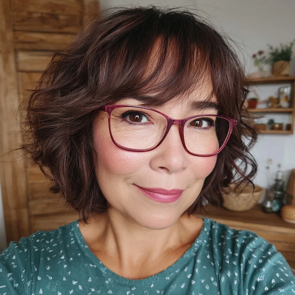 Chic Curly Bob with Subtle Bangs