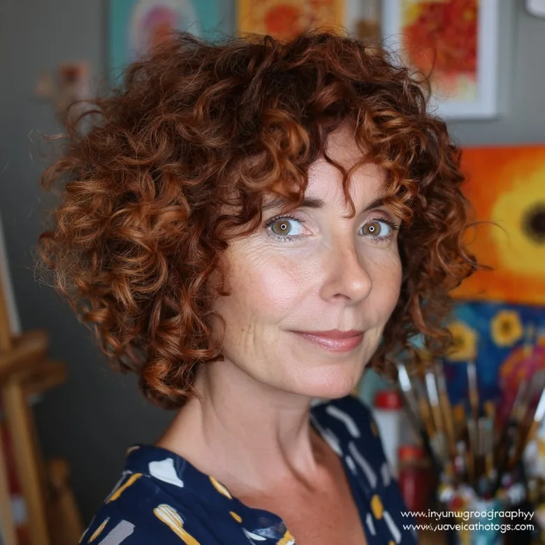 Chic Curly Layered Bob for Women Over 50
