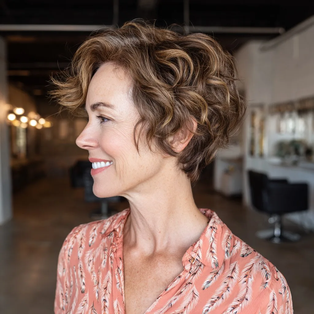 Chic Curly Stacked Pixie with Soft Definition