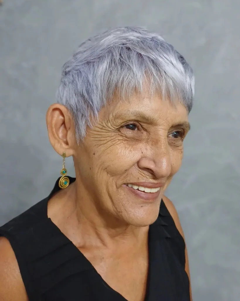 Chic Frosted Pixie Cut with Textured Layers
