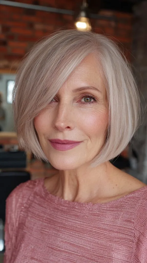 Chic Frosted Silver Textured Bob