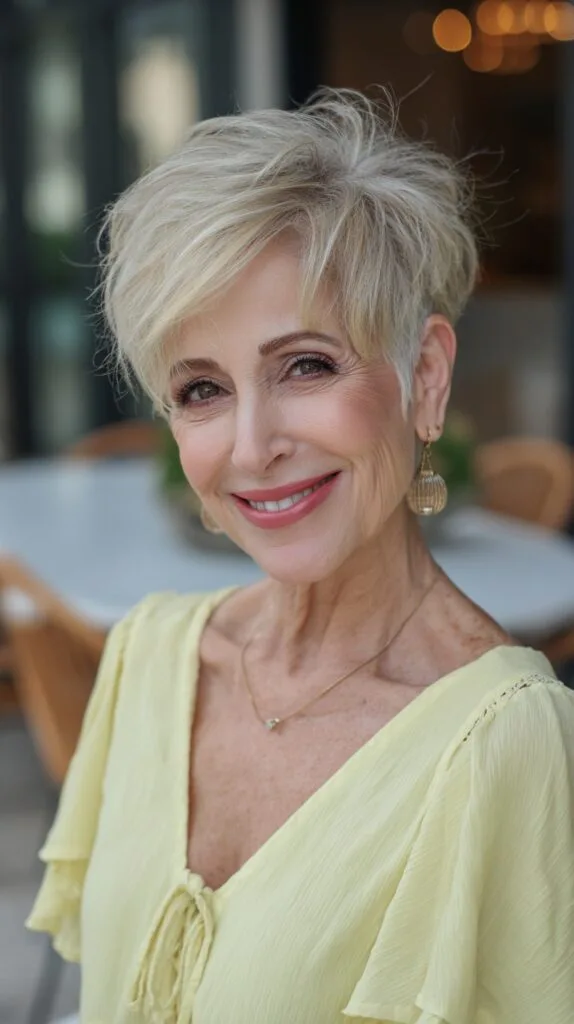 Chic Ivory-Blonde Textured Layered Pixie