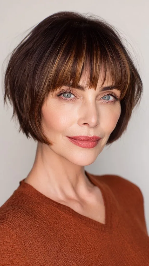 Chic Layered Bob with Subtle Face-Framing Bangs