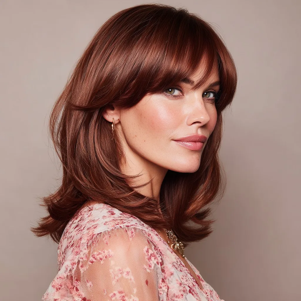 Chic Layered Cut with Soft Bangs for Effortless Elegance