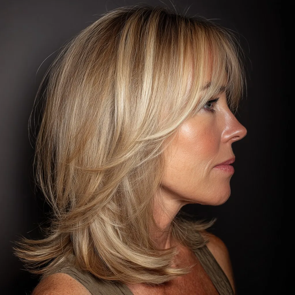 Chic Layered Medium Cut with Face-Framing Bangs