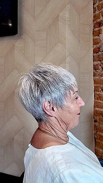 Chic Layered Pixie Cut for Grey Hair
