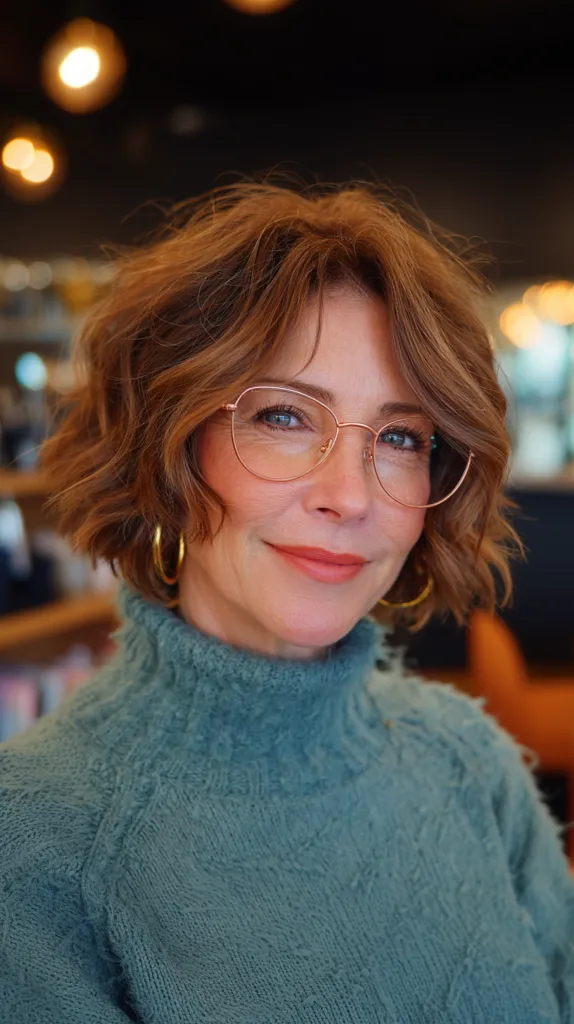 Chic Layered Ripple Bob with Glasses