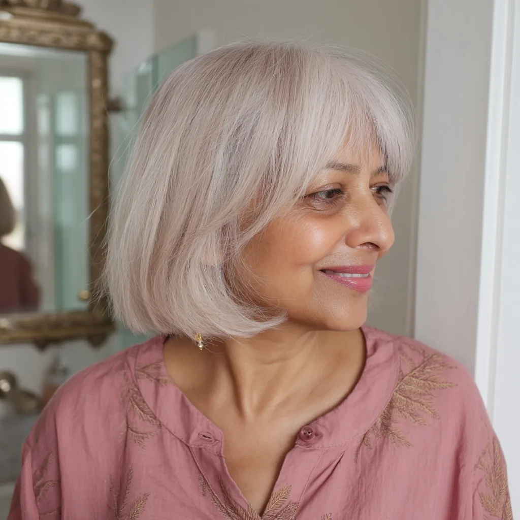 Chic Pastel Bob with Blunt Bangs