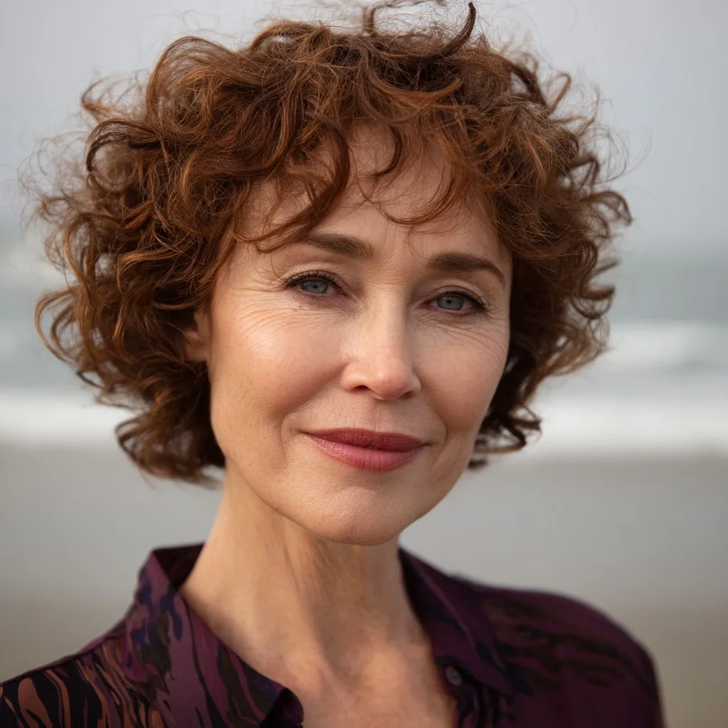 Chic Reddish Brown Curly Bob