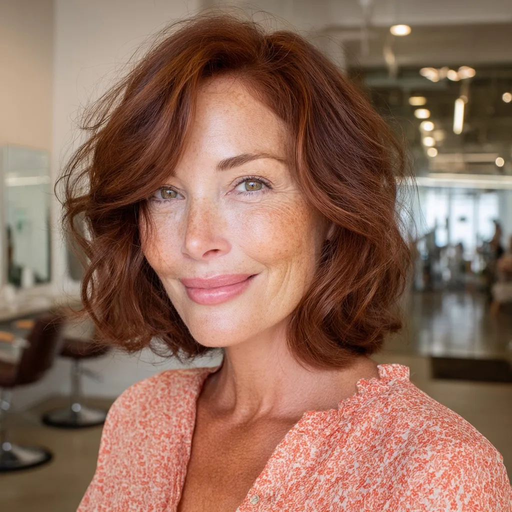 Chic Reddish Brown Soft Textured Lob