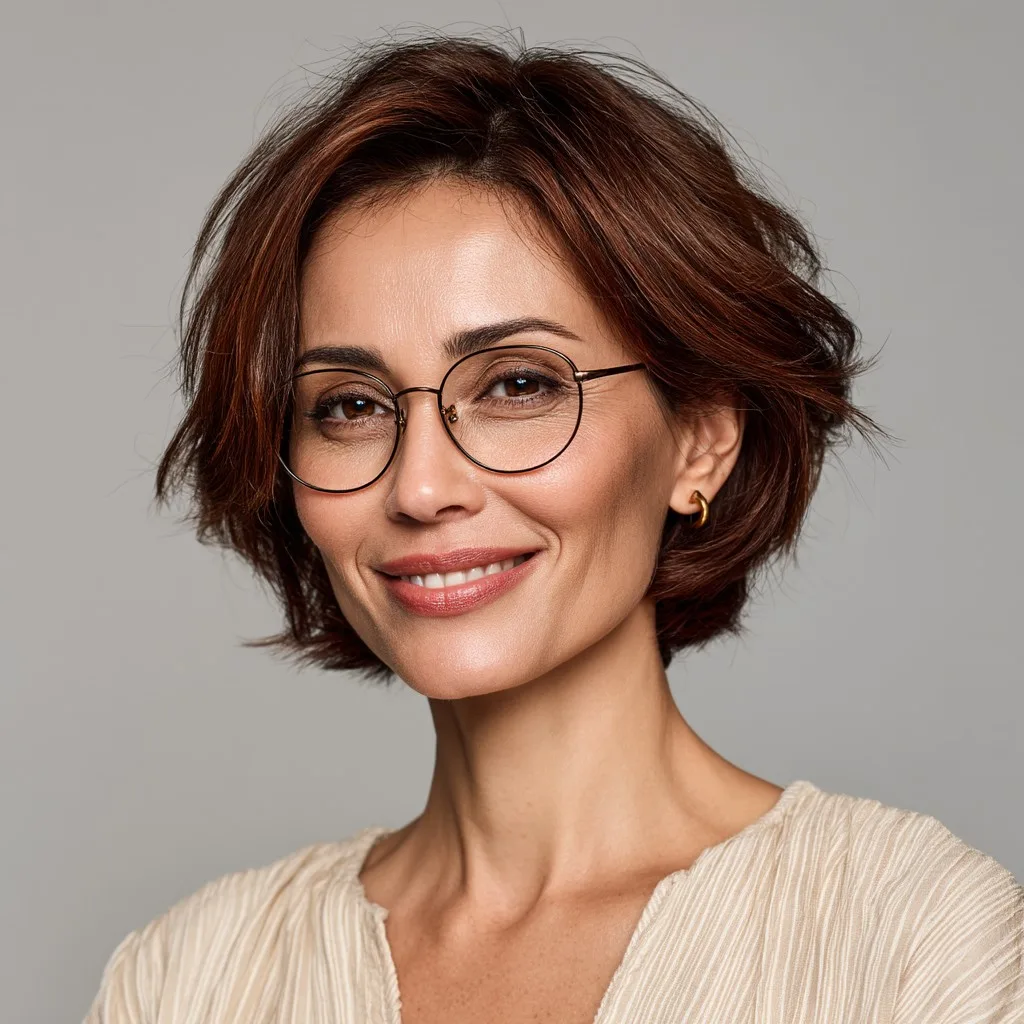 Chic Reddish Brown Textured Bob with Soft Layers