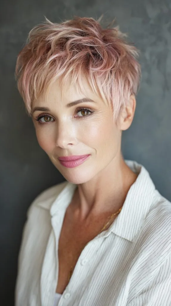 Chic Rose Gold Pixie with Edgy Texture