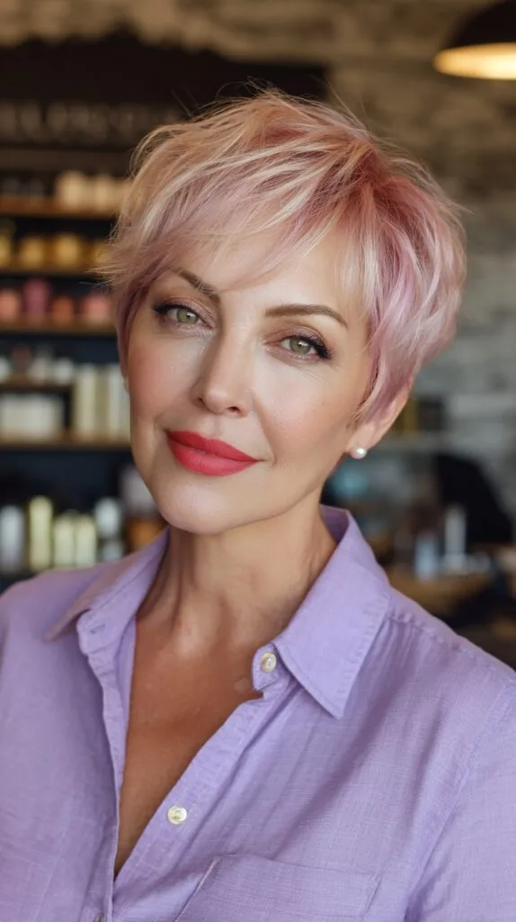 Chic Rose Gold Pixie with Textured Layers