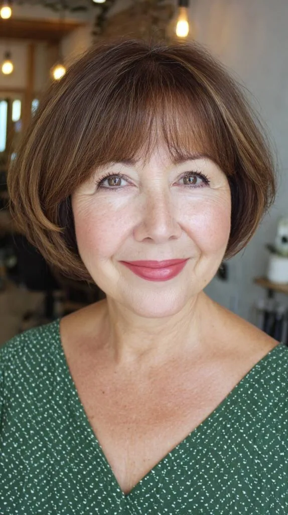 Chic Rounded Bob with Soft Bangs