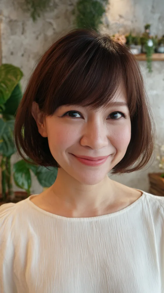 Chic Rounded Lob with Subtle Layers