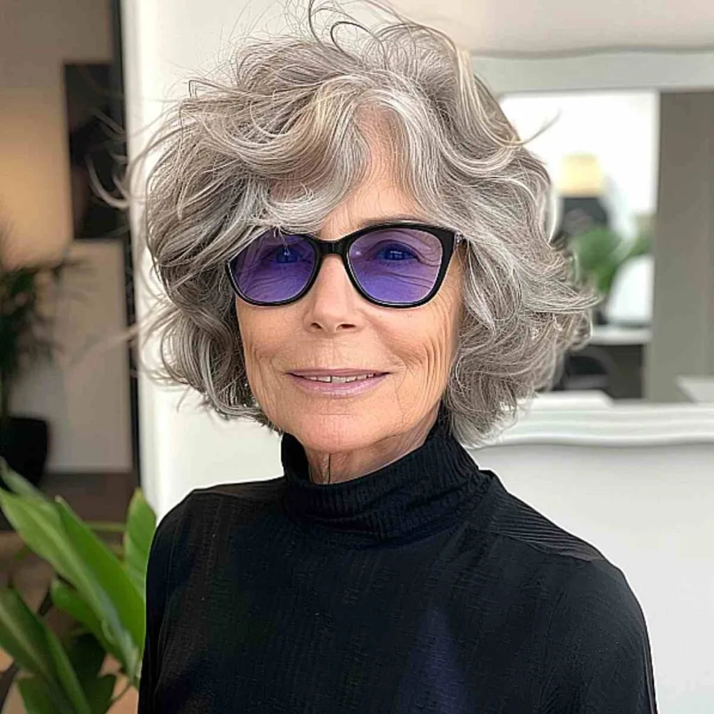 Chic Shaggy Bob for a woman over 70