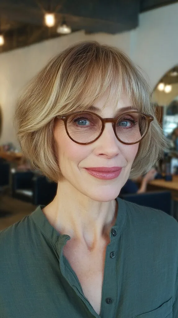 Chic Short Blonde Bob with Soft Bangs