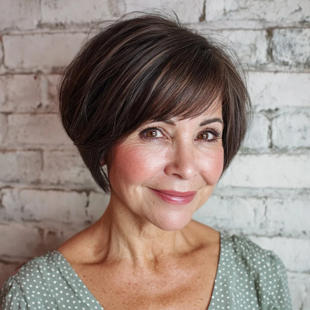 Chic Short Brown Bob with Soft Textured Layers