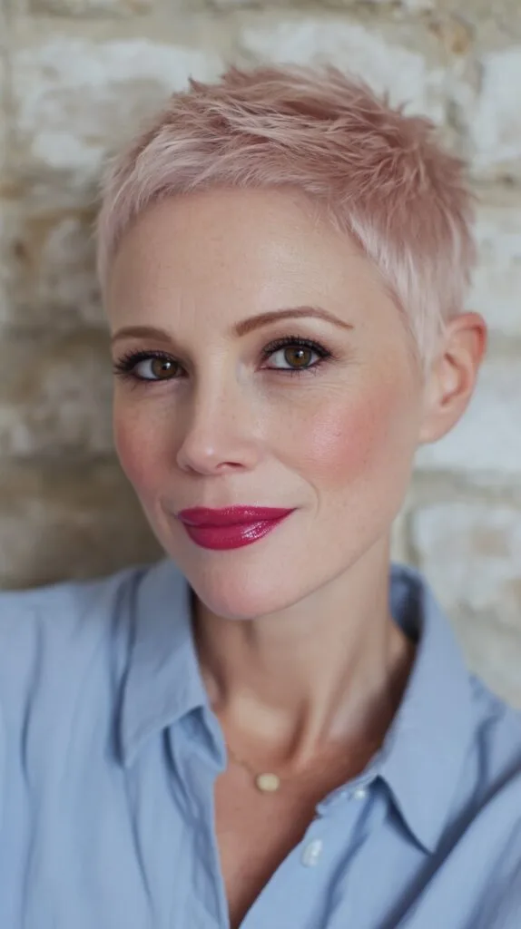 Chic Short Rose Gold Pixie with Textured Layers