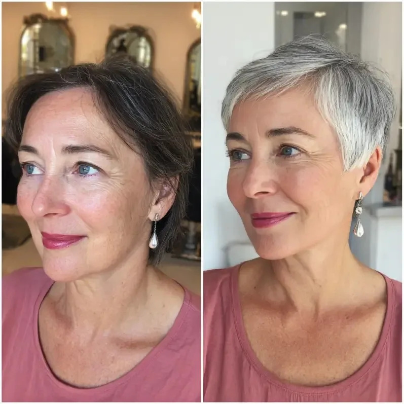 Chic Short Silver Pixie with Soft Texture