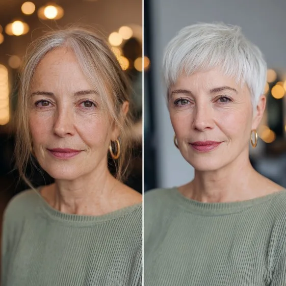 Chic Short Silver Pixie with Textured Layers