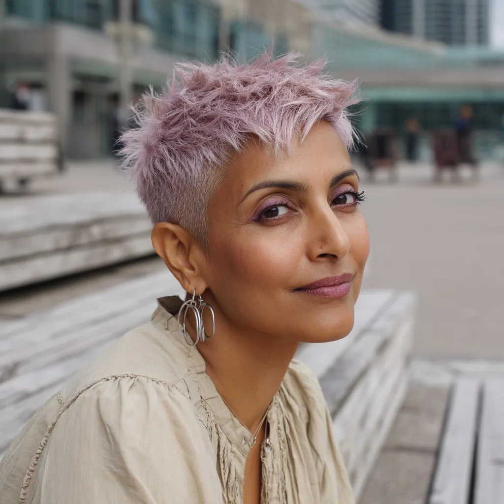 Chic Short Spiky Cut with Soft Lavender Tones