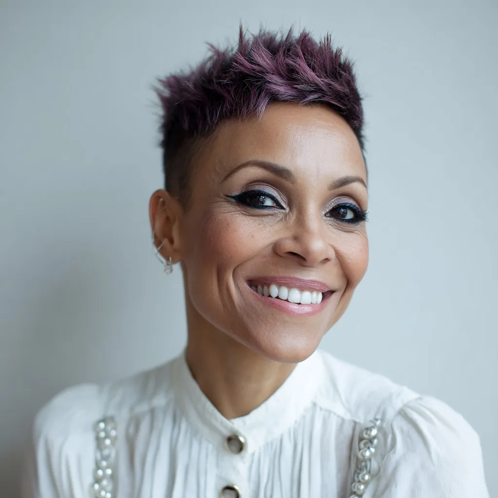Chic Short Spiky Cut with Soft Purple Highlights