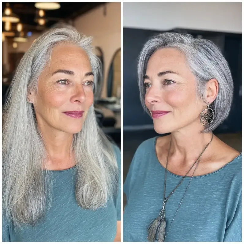 Chic Silver Bob with Soft Layers