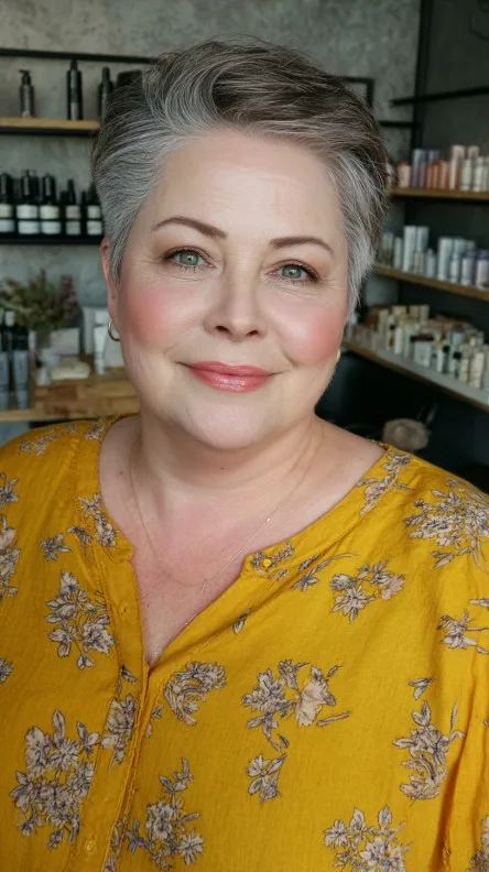 Chic Silver Pixie Cut with Soft Volume